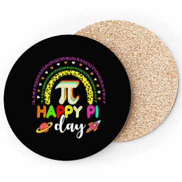 Discover happy pi day mamatic math teacher leopard rainbow Coasters