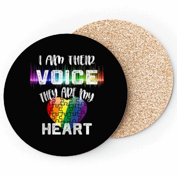 Discover Autism Teacher I Am Their Voice They Are My Heart Coasters