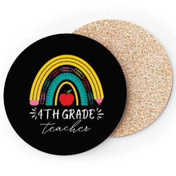 Discover 4th grade teacher back to school rainbow pencil Coasters