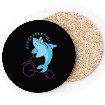 Discover Shark riding a bike | bicicle Coasters