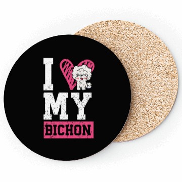 Discover I Love My Bichon Frise Curly Hair Pup Puppy Lover Coasters