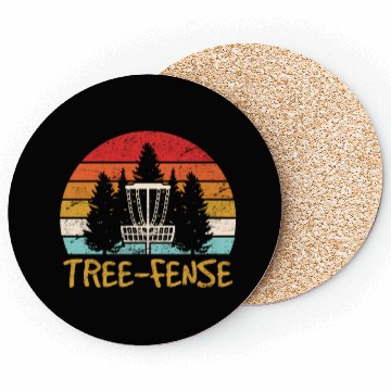 Discover Tree-fense Disc Golf Players Funny Frisbee Golf Di Coasters