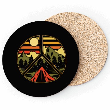 Discover Hiking Outdoors Peace and Love Coasters