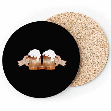 Discover two filled beer mugs Cheers to toast Coasters