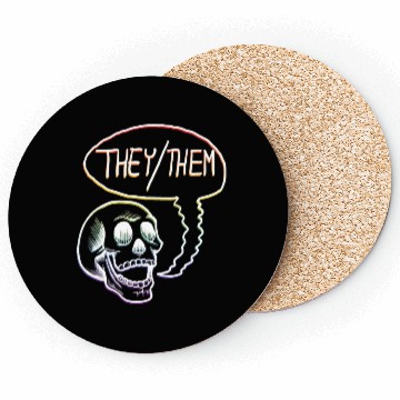Discover LGBTQ+ Rainbow Pride They Them Pronouns Skull Coasters