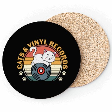 Discover Cats and vinyl records Coasters