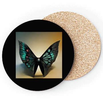 Discover Black and Cyan Metal Butterfly Coasters