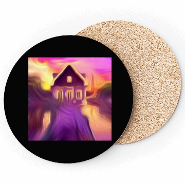 Discover sunset house digital art abstract painting Coasters