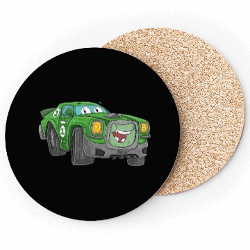 Discover Racing Car with a Face Coasters
