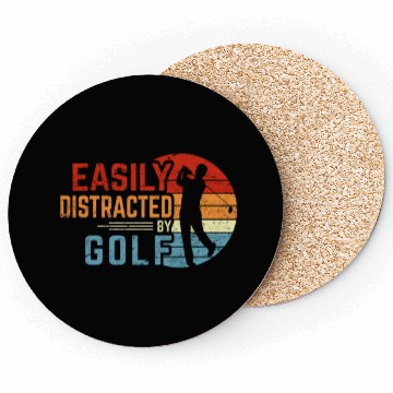 Discover Easily Distracted By Golf Funny Golfing Lover Reti Coasters