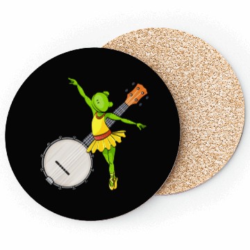 Discover Ballet Dancing Frog Banjo Bluegrass Music Coasters