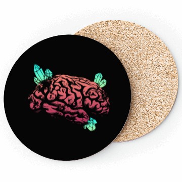 Discover Brain with Crystal - Red and Green Coasters