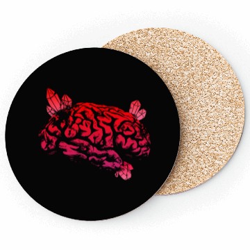 Discover Brain with Crystal - Red Coasters