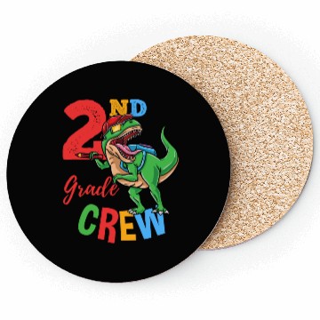 Discover 2nd Grade Crew T-Rex Dinosaur Back To School Boys Coasters