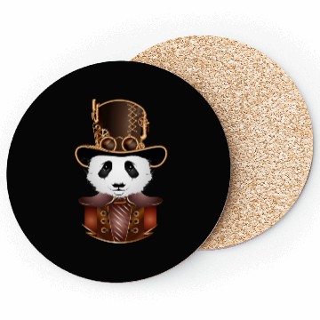 Discover Steampunk panda bear with antique top hat look Coasters