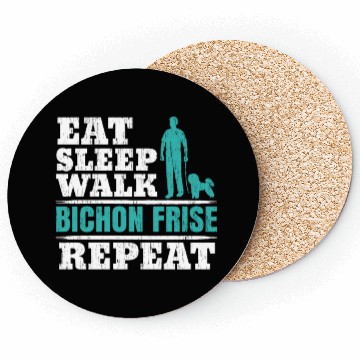 Discover Eat Sleep Walk Bichon Frise Repeat Dog Lover Coasters