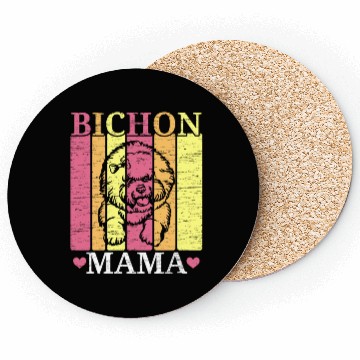Discover Bichon Frise Mama Dog Lover Puppy Paw Love Coasters