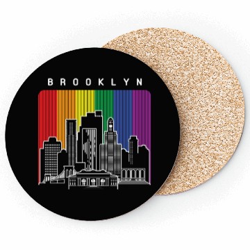 Discover Brooklyn New York Skyline Rainbow Flag Coasters