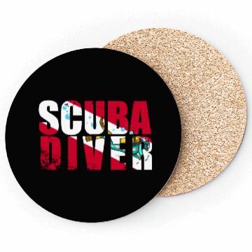 Discover Scuba Diver Red White Flag Vintage Scuba Diving Coasters