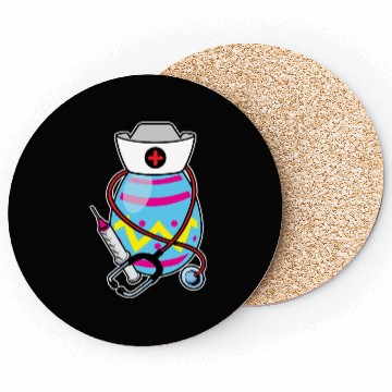 Discover Funny Easter Egg Nurse Stethoscope Syringe RN Coasters