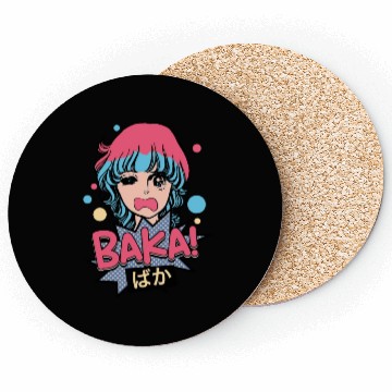 Discover Baka! Japanese Aesthetic Otaku Girl Vintage Coasters