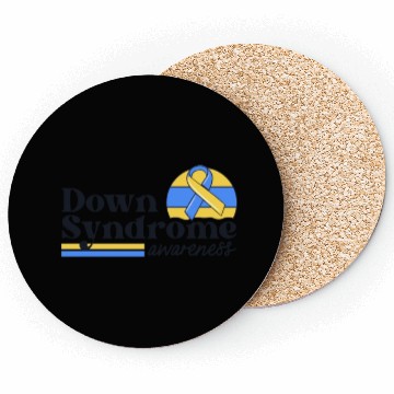 Discover Down Syndrome Awareness Retro Sunset Yellow Blue Coasters