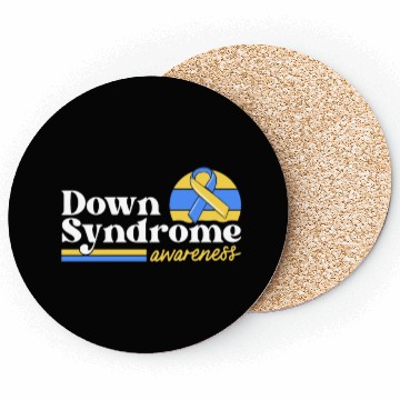 Discover Down Syndrome Awareness Retro Sunset Yellow Blue Coasters