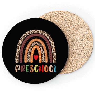 Discover Preschool Teacher Leopard Rainbow Back To School Coasters