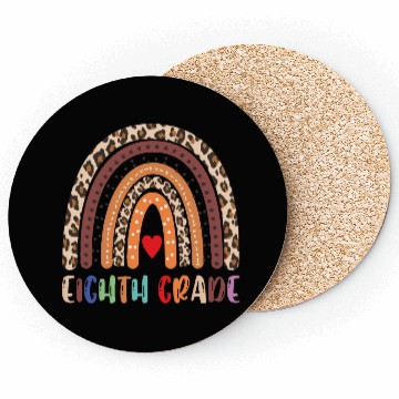 Discover Eighth Grade Teacher Leopard Rainbow Coasters