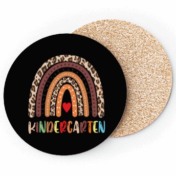 Discover Kindergarten Teacher Leopard Rainbow Coasters