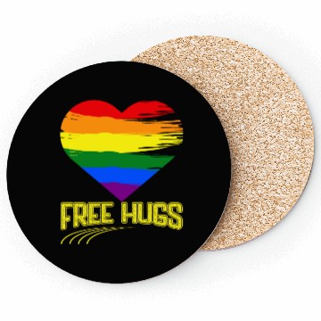 Discover Free Hugs - Heart Festival Love LGBT Pride Rainbow Coasters