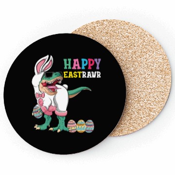 Discover Happy Eastrawr T Rex Dinosaur Easter Bunny Egg Coasters