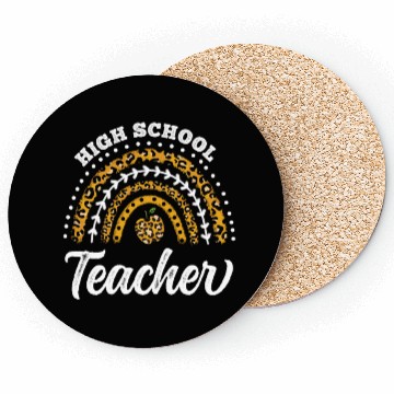 Discover High School Teacher Leopard Rainbow Back To School Coasters
