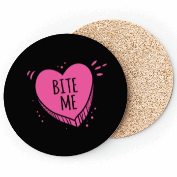 Discover Bite Me Candy Heart Valentines Day Pink Sweet Gift Coasters
