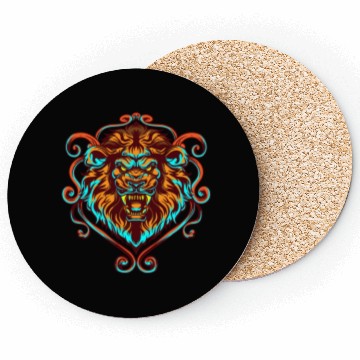 Discover Angry Lion Face Animal Coasters