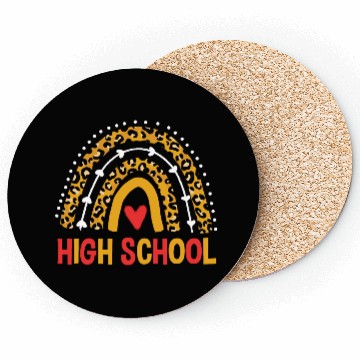 Discover Back To School Leopard High School Rainbow Coasters