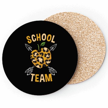 Discover School Back To School Team Leopard Print Coasters