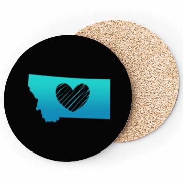 Discover Montana Map Heart Coasters