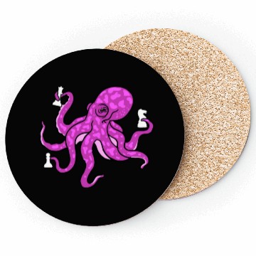 Discover Octopus Playing Chess for Octopus Lover Coasters