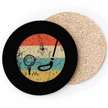 Discover Golf Ball and Club Icon Retro Golfing Coasters