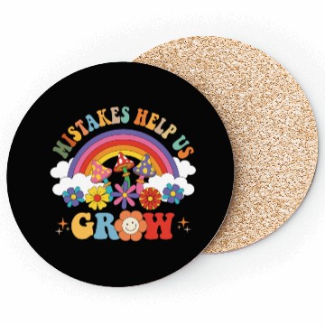 Discover Mistakes Help Us Grow Groovy Growth Mind Rainbow Coasters