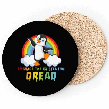 Discover Embrace The Existential Dread Penguin Rainbow Coasters