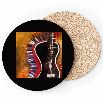 Discover abstract colorful guitar painting Coasters