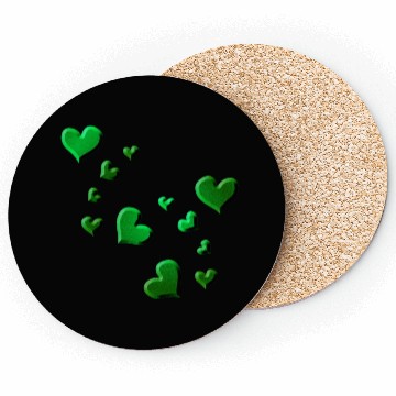 Discover Hearts pattern green icon glitter Coasters