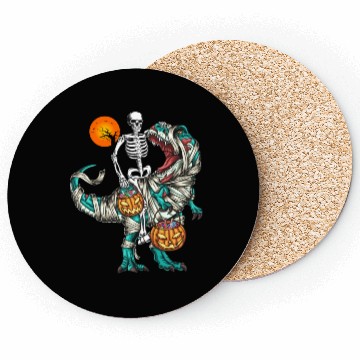 Discover Halloween Skeleton Riding Mummy Dinosaur Pumpkin Coasters
