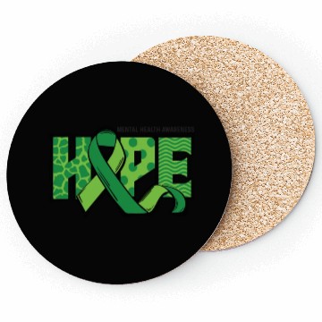 Discover Hope Green Mental Health Support Coasters