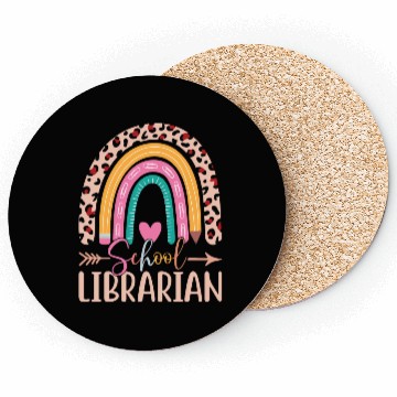 Discover School Librarian Rainbow Leopard Print Librarian Coasters