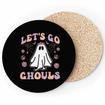 Discover Let's Go Ghouls Scary Retro Ghost Gift For Girls Coasters