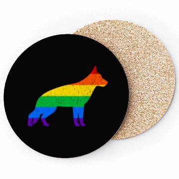Discover LGBT German Shepherd Rainbow Flag Coasters