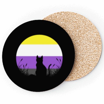 Discover Cat Moon LGBT Nonbinary Flag Coasters